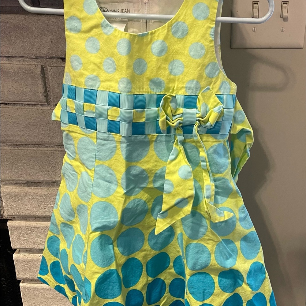 Yellow and Blue Polka Dot Dress